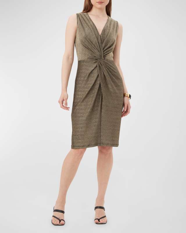 Sayo Twist-Front Shimmer Jersey Dress